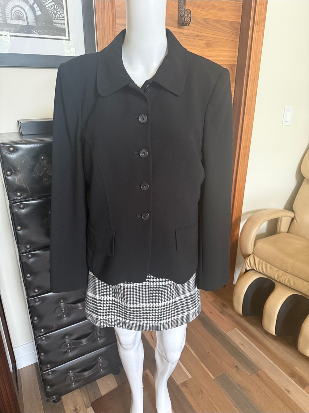 Jones New York Black Single-Button Collar Blazer